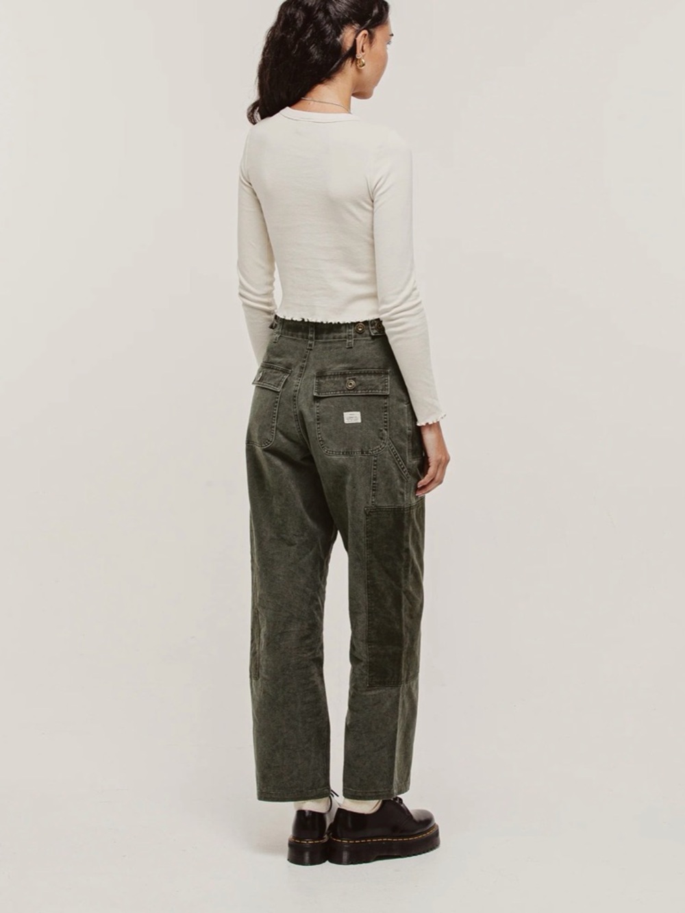 Boot-Cut Corduroy Jeans in Olive Green - Picture 3 of 6
